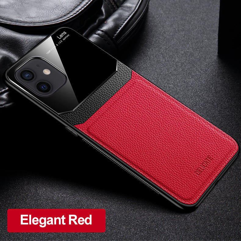 Iphone 12 Pro Max 6.7 Luxurious PU Leather and PC Case in Black, Brown, Blue or Red