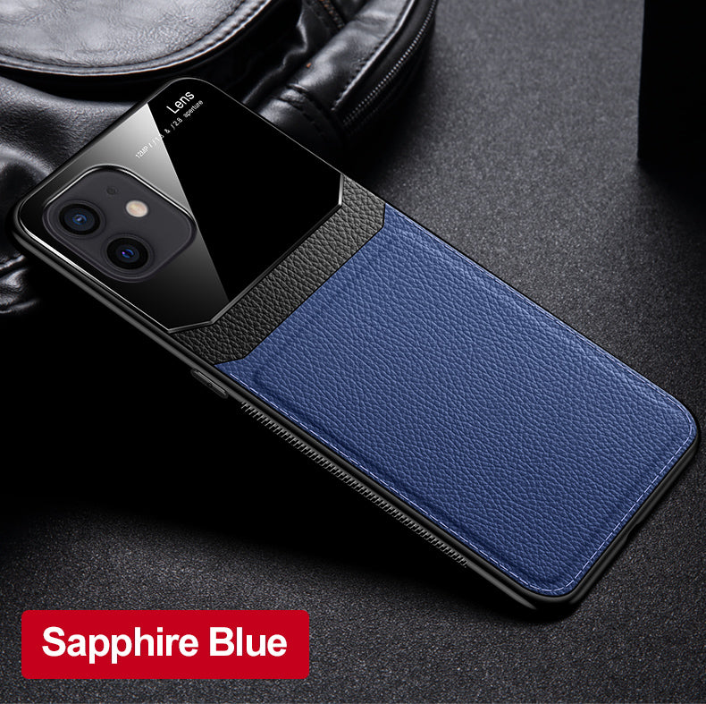 Iphone 12 Pro Max 6.7 Luxurious PU Leather and PC Case in Black, Brown, Blue or Red