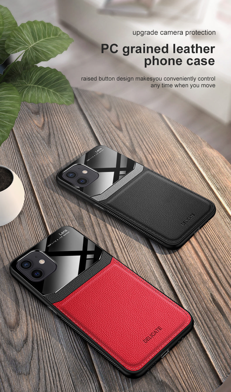 Iphone 12 Pro Max 6.7 Luxurious PU Leather and PC Case in Black, Brown, Blue or Red