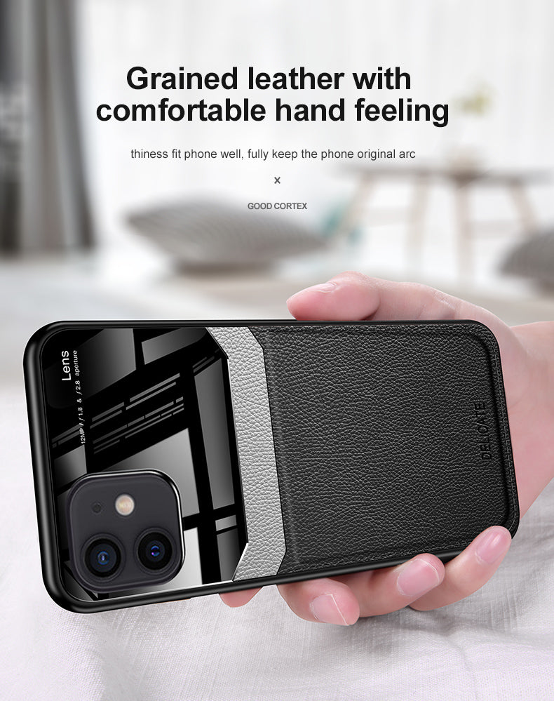 Iphone 12 Pro Max 6.7 Luxurious PU Leather and PC Case in Black, Brown, Blue or Red