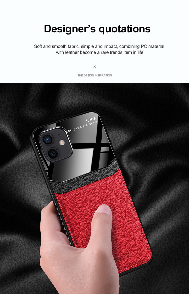 Iphone 12 Pro Max 6.7 Luxurious PU Leather and PC Case in Black, Brown, Blue or Red