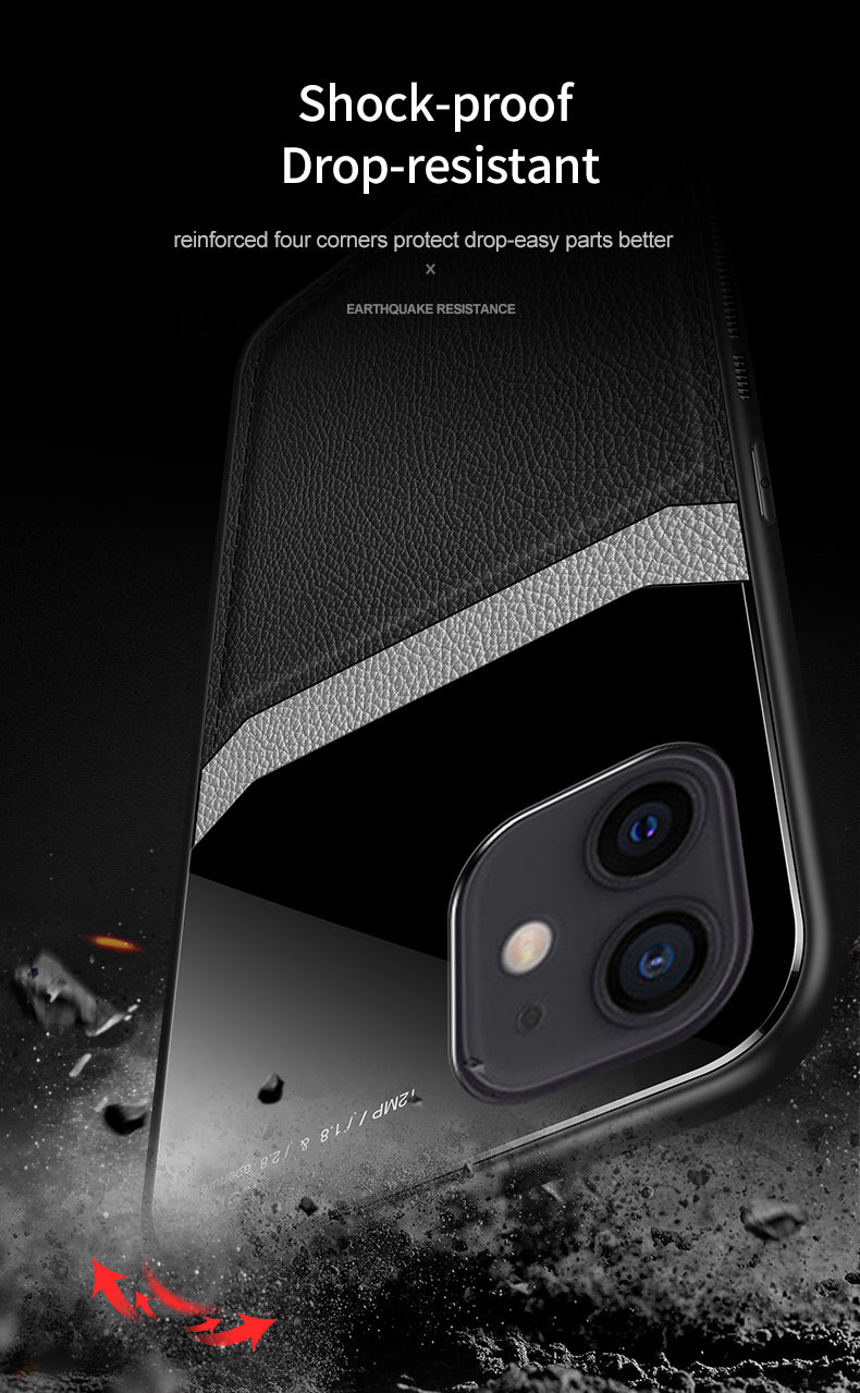 Iphone 12 Pro Max 6.7 Luxurious PU Leather and PC Case in Black, Brown, Blue or Red