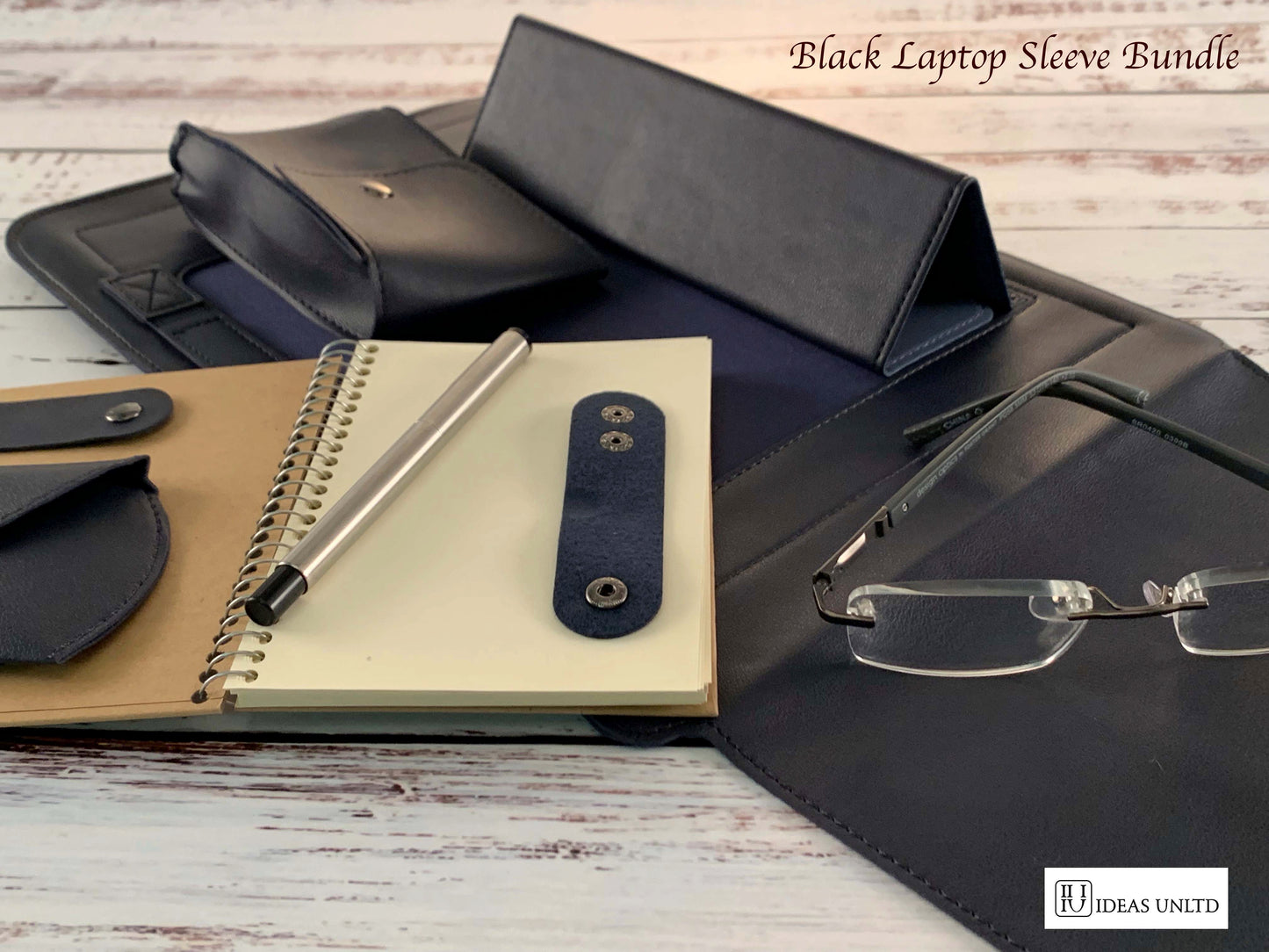 Multifunction Laptop Sleeve Case with Ergonomic Folding Cooling Stand, High Grade PU Leather