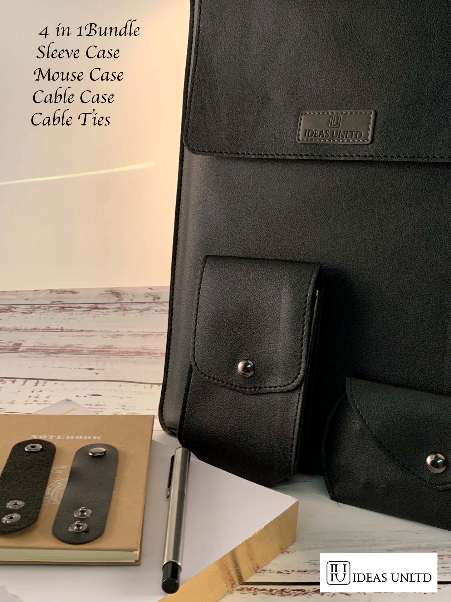 Multifunction Laptop Sleeve Case with Ergonomic Folding Cooling Stand, High Grade PU Leather