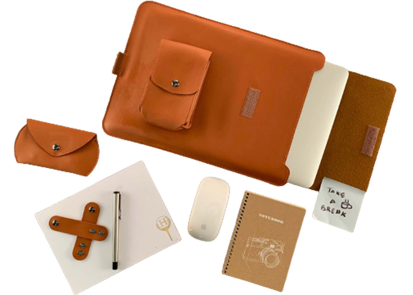 Multifunction Laptop Sleeve Case with Ergonomic Folding Cooling Stand, High Grade PU Leather