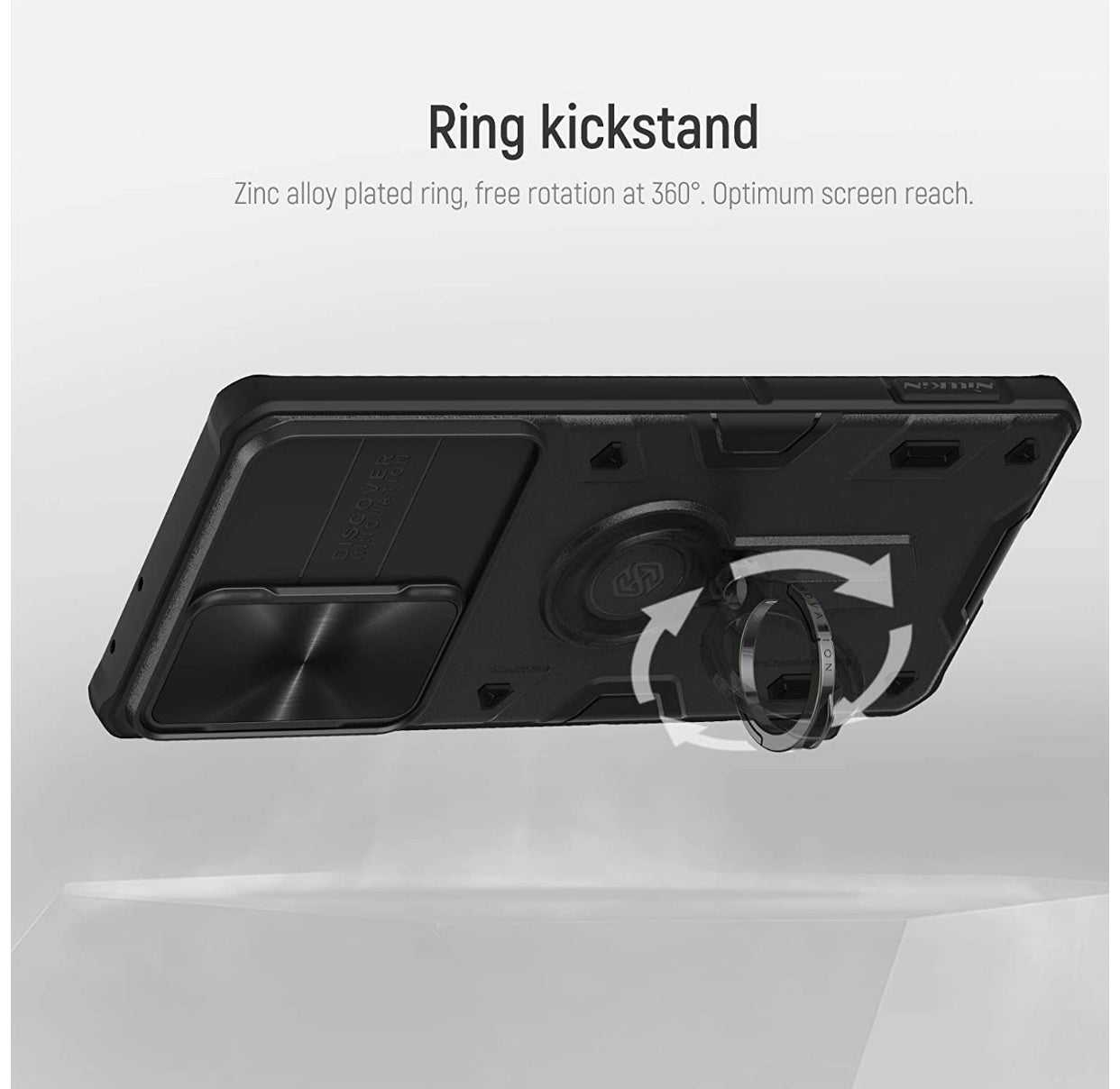 Samsung Galaxy S21 Ultra - Military Grade Case with 360° Kickstand Ring Stand and Slide Camera Cover, PC & TPU Impact-Resistant Bumpers CamShield Armor Case,