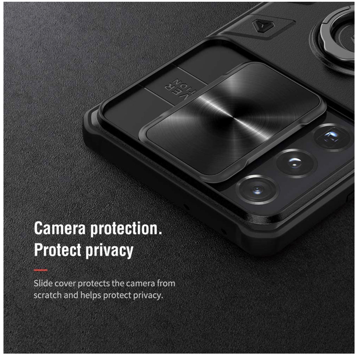 Samsung Galaxy S21 Ultra - Military Grade Case with 360° Kickstand Ring Stand and Slide Camera Cover, PC & TPU Impact-Resistant Bumpers CamShield Armor Case,