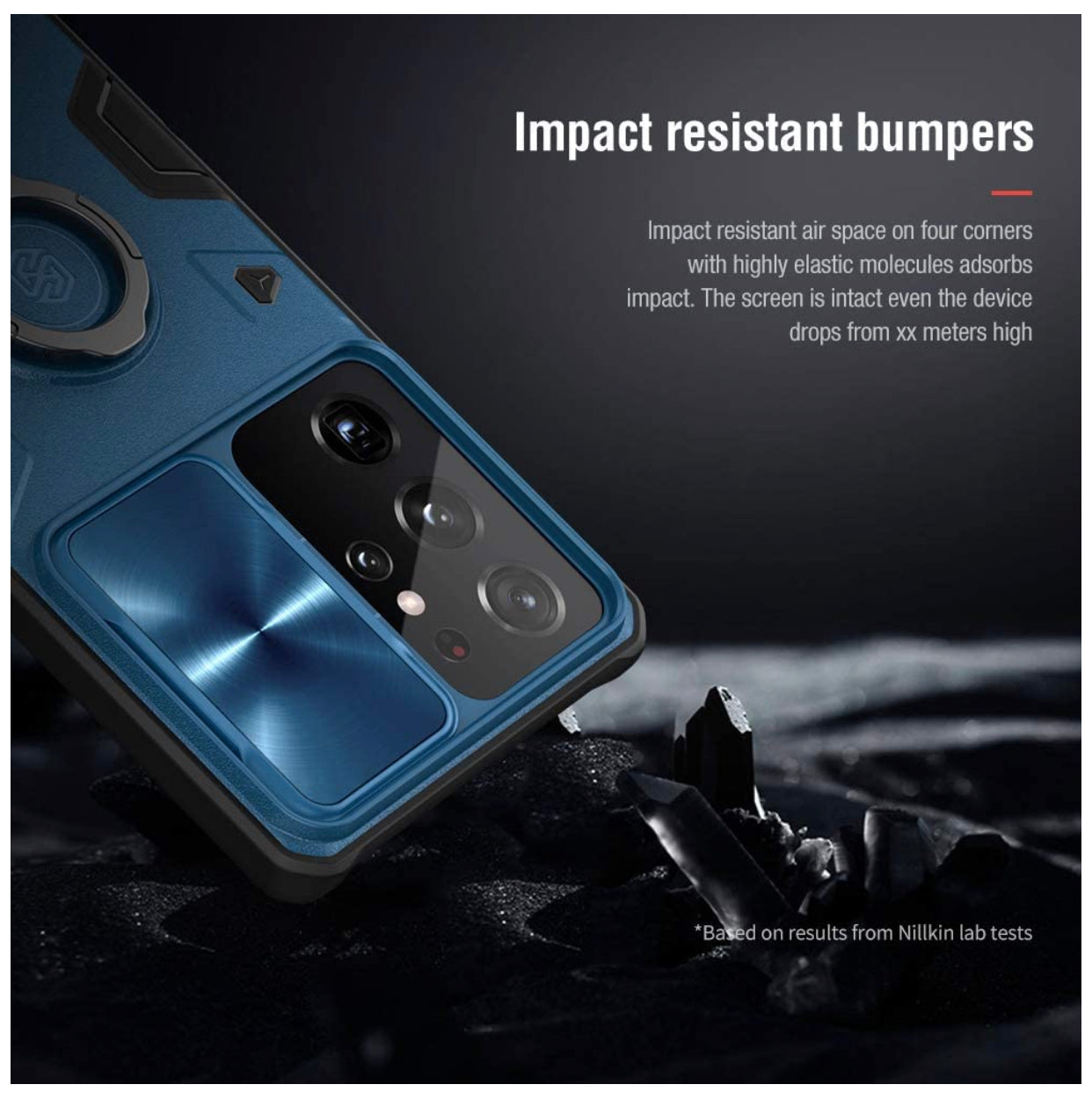 Samsung Galaxy S21 Ultra - Military Grade Case with 360° Kickstand Ring Stand and Slide Camera Cover, PC & TPU Impact-Resistant Bumpers CamShield Armor Case,