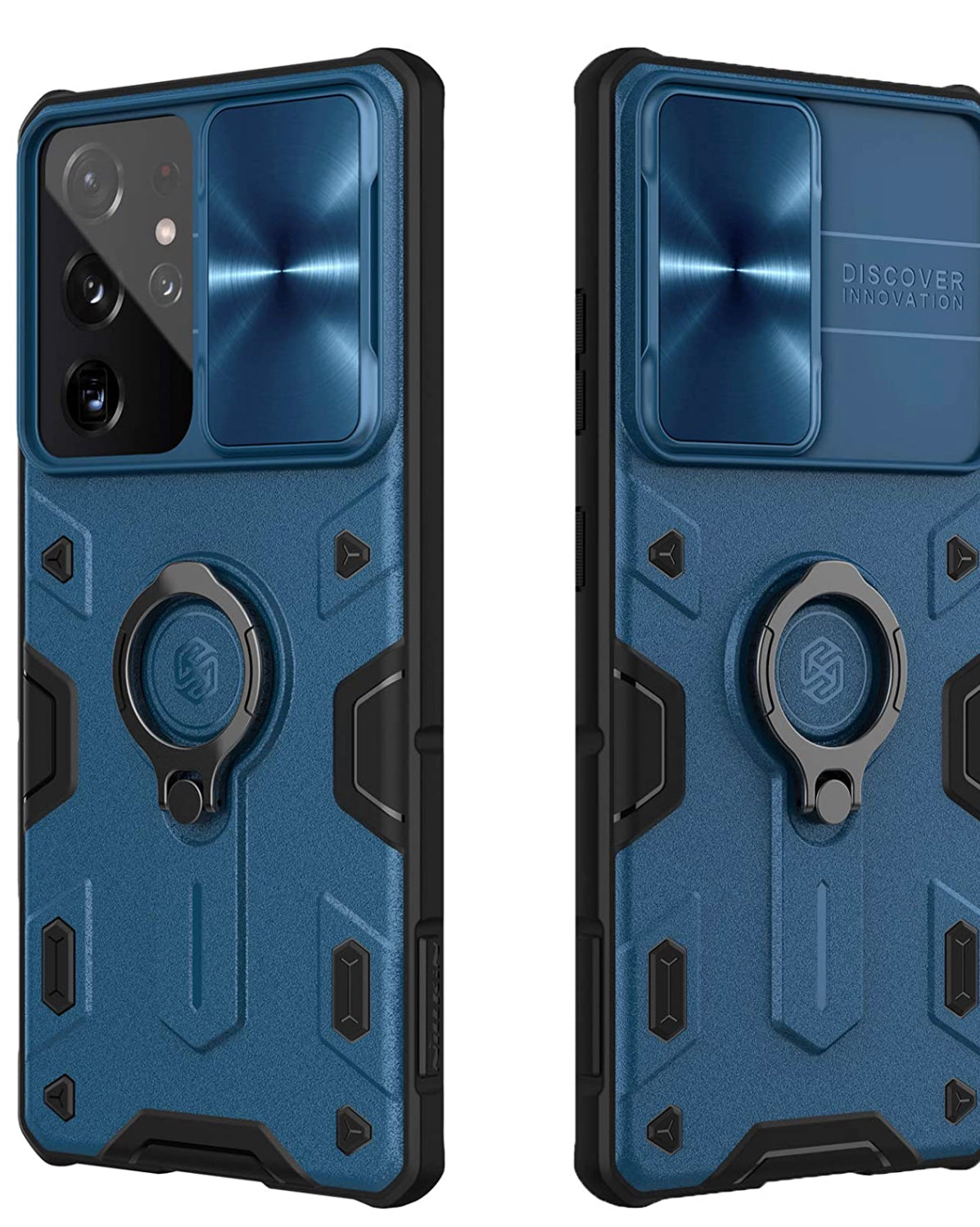 Samsung Galaxy S21 Ultra - Military Grade Case with 360° Kickstand Ring Stand and Slide Camera Cover, PC & TPU Impact-Resistant Bumpers CamShield Armor Case,
