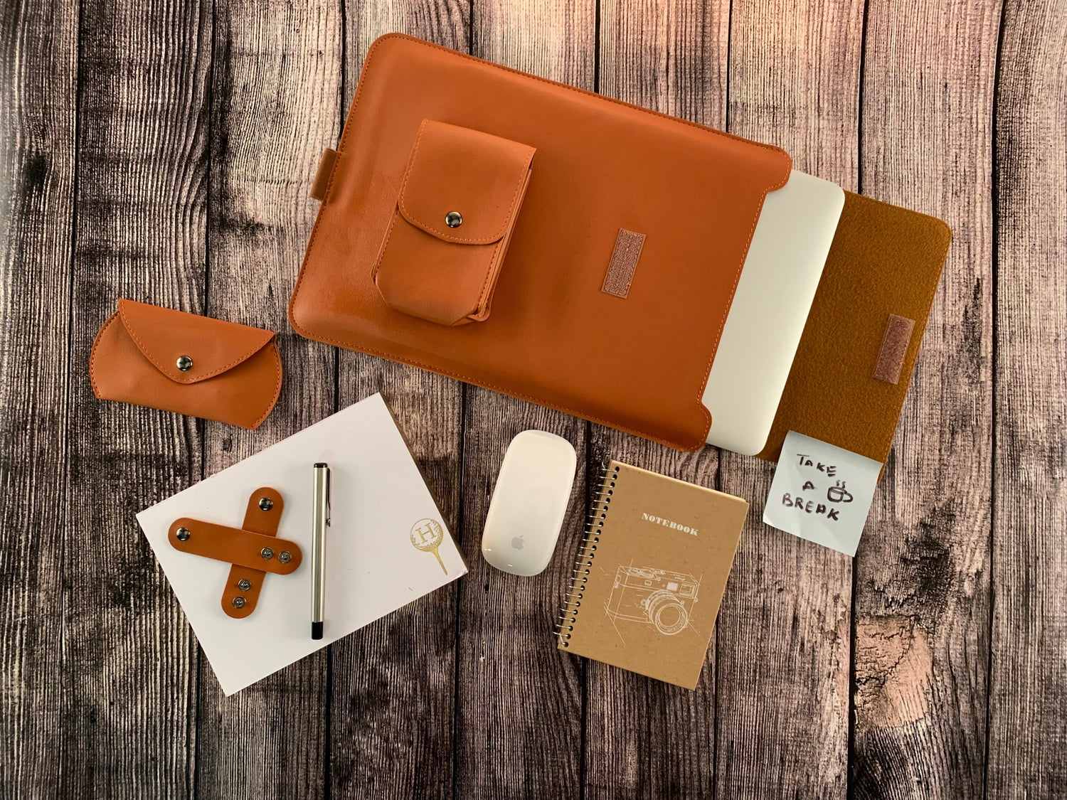Multifunction Laptop Sleeve Case with Ergonomic Folding Cooling Stand, High Grade PU Leather