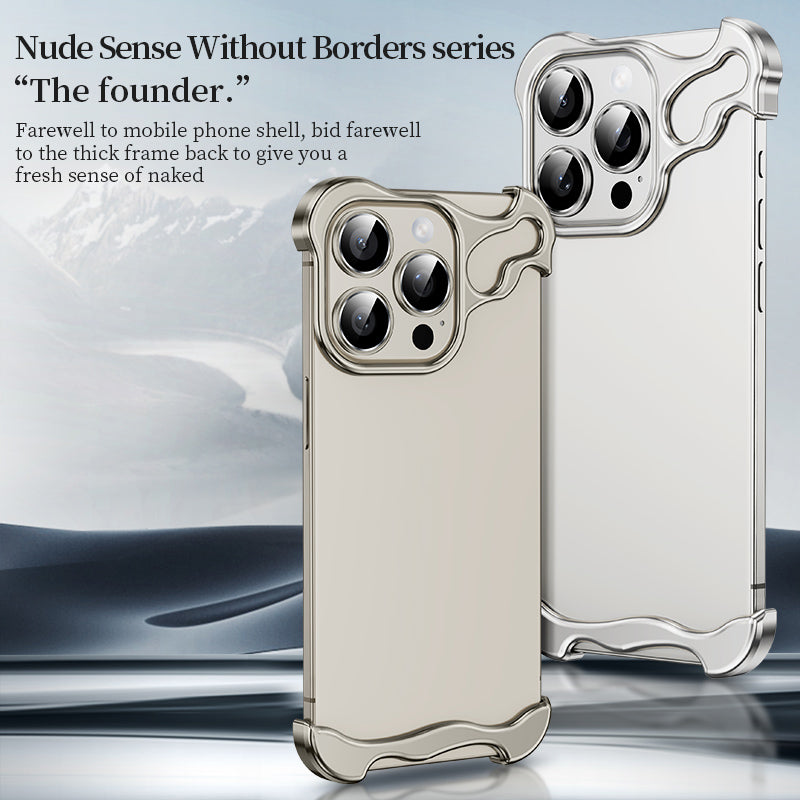 FOR IPHONE 15 & 14 PRO MAX METAL ALUMINUM CORNER FRAMELESS CASE CAMERA LENS PROTECTION