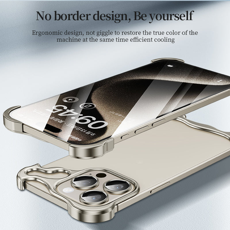 FOR IPHONE 15 & 14 PRO MAX METAL ALUMINUM CORNER FRAMELESS CASE CAMERA LENS PROTECTION