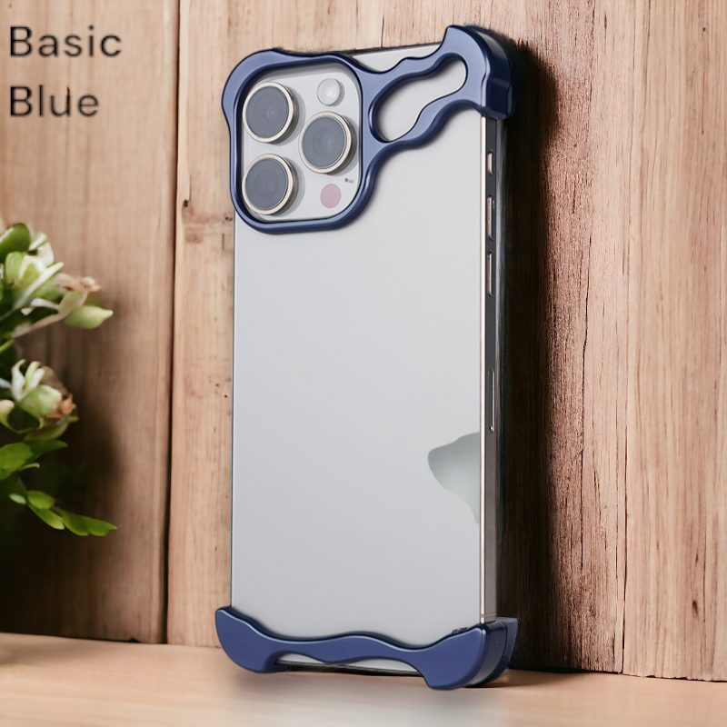 FOR IPHONE 15 & 14 PRO MAX METAL ALUMINUM CORNER FRAMELESS CASE CAMERA LENS PROTECTION