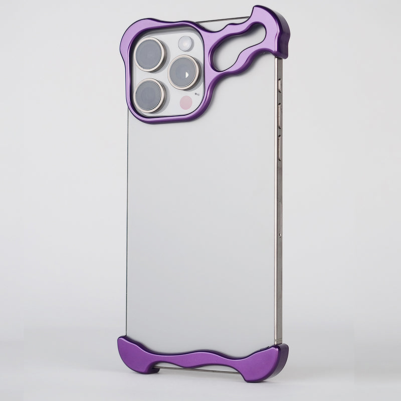 FOR IPHONE 15 & 14 PRO MAX METAL ALUMINUM CORNER FRAMELESS CASE CAMERA LENS PROTECTION