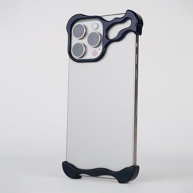 FOR IPHONE 15 & 14 PRO MAX METAL ALUMINUM CORNER FRAMELESS CASE CAMERA LENS PROTECTION