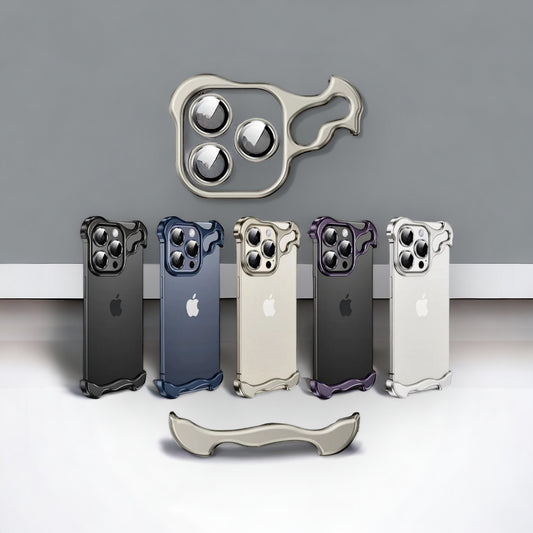 FOR IPHONE 15 & 14 PRO MAX METAL ALUMINUM CORNER FRAMELESS CASE CAMERA LENS PROTECTION