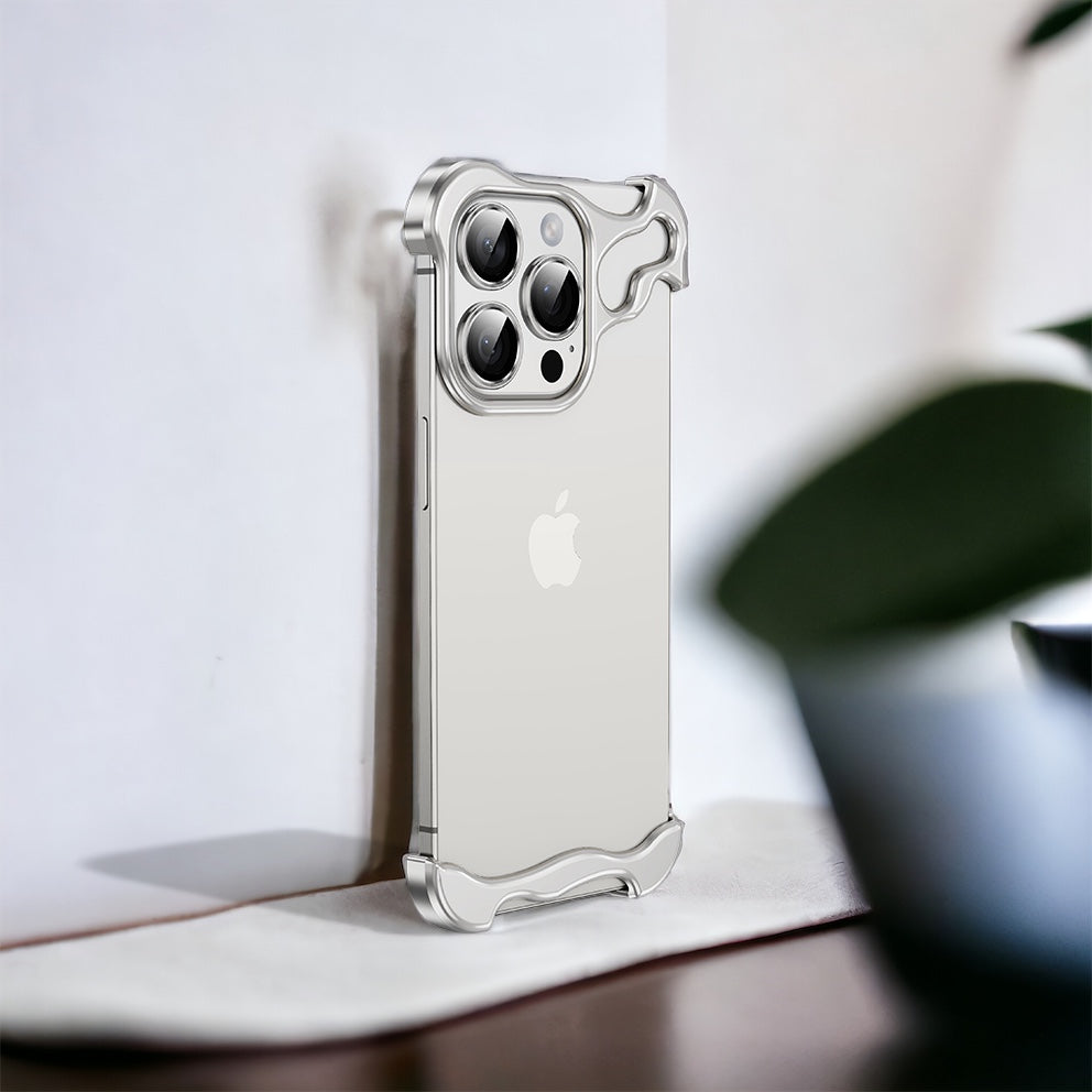 FOR IPHONE 15 & 14 PRO MAX METAL ALUMINUM CORNER FRAMELESS CASE CAMERA LENS PROTECTION