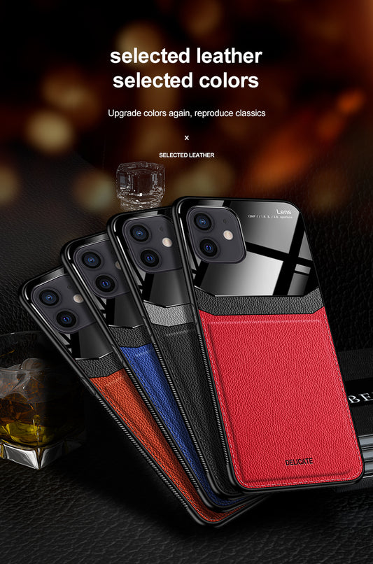 Iphone 12 Pro Max 6.7 Luxurious PU Leather and PC Case in Black, Brown, Blue or Red